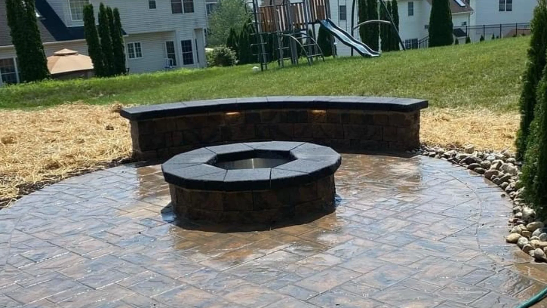 Banner Backyard Fire Pit On Patio