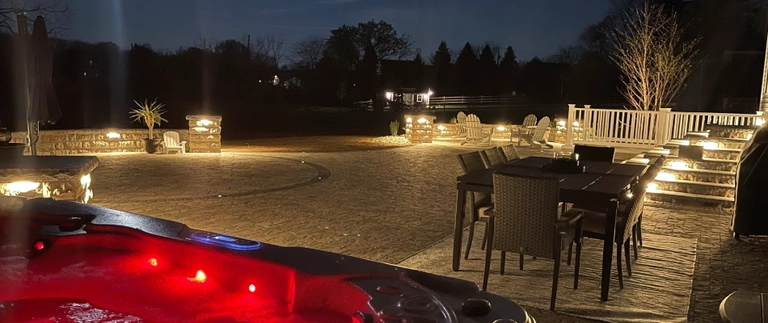 Outdoor lighting for patio in backyard in Easton, PA.