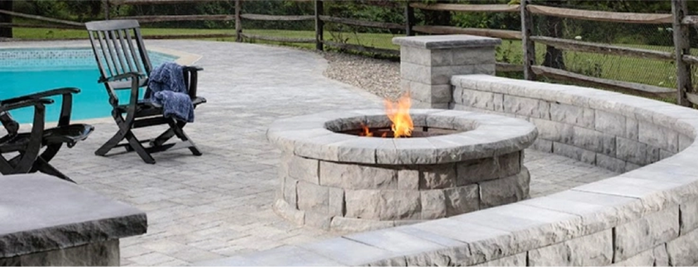 Custom built gas fire pit in Easton, PA.