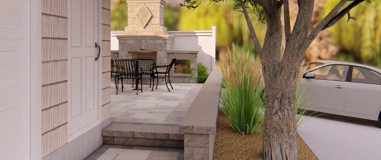 Small deck rendering design in Califon, NJ.