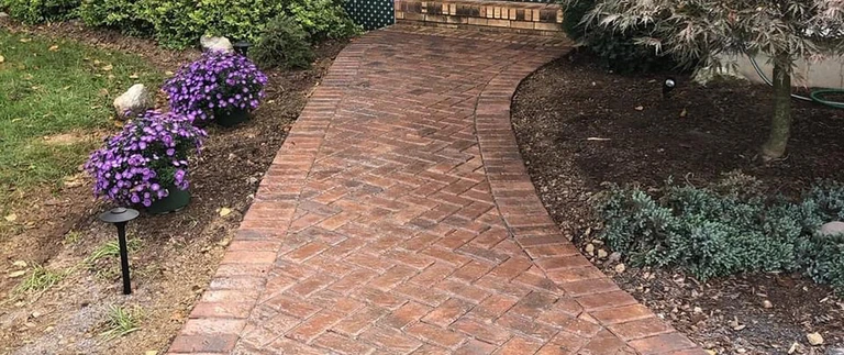 Brick walkway installed for front yard in Washington, NJ.